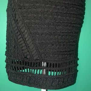 Wow Couture Gold Label Black Woven Midi Skirt